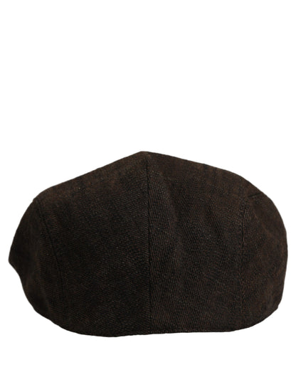 Men Brown Cotton Flat Cloth Newsboy Cap Hat