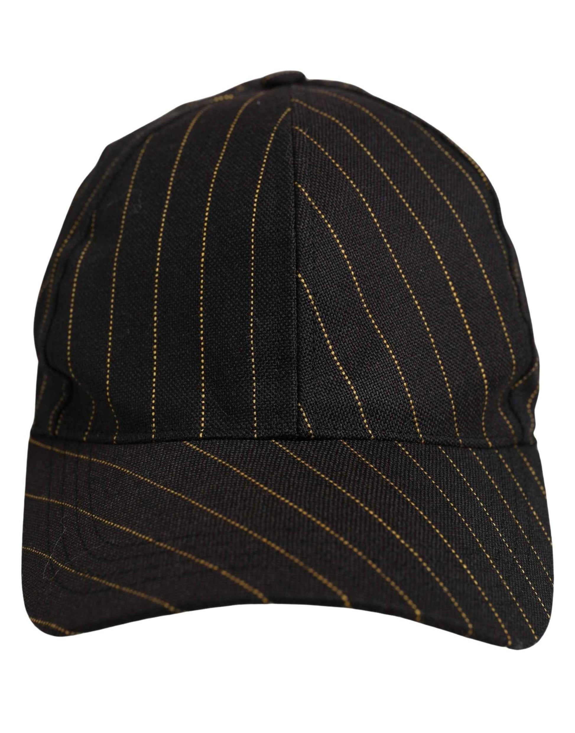 Black Gold Pinstriped Cotton Baseball Cap Hat