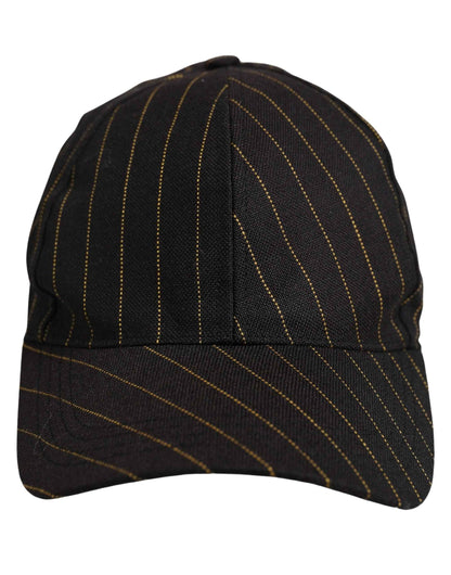 Black Gold Pinstriped Cotton Baseball Cap Hat