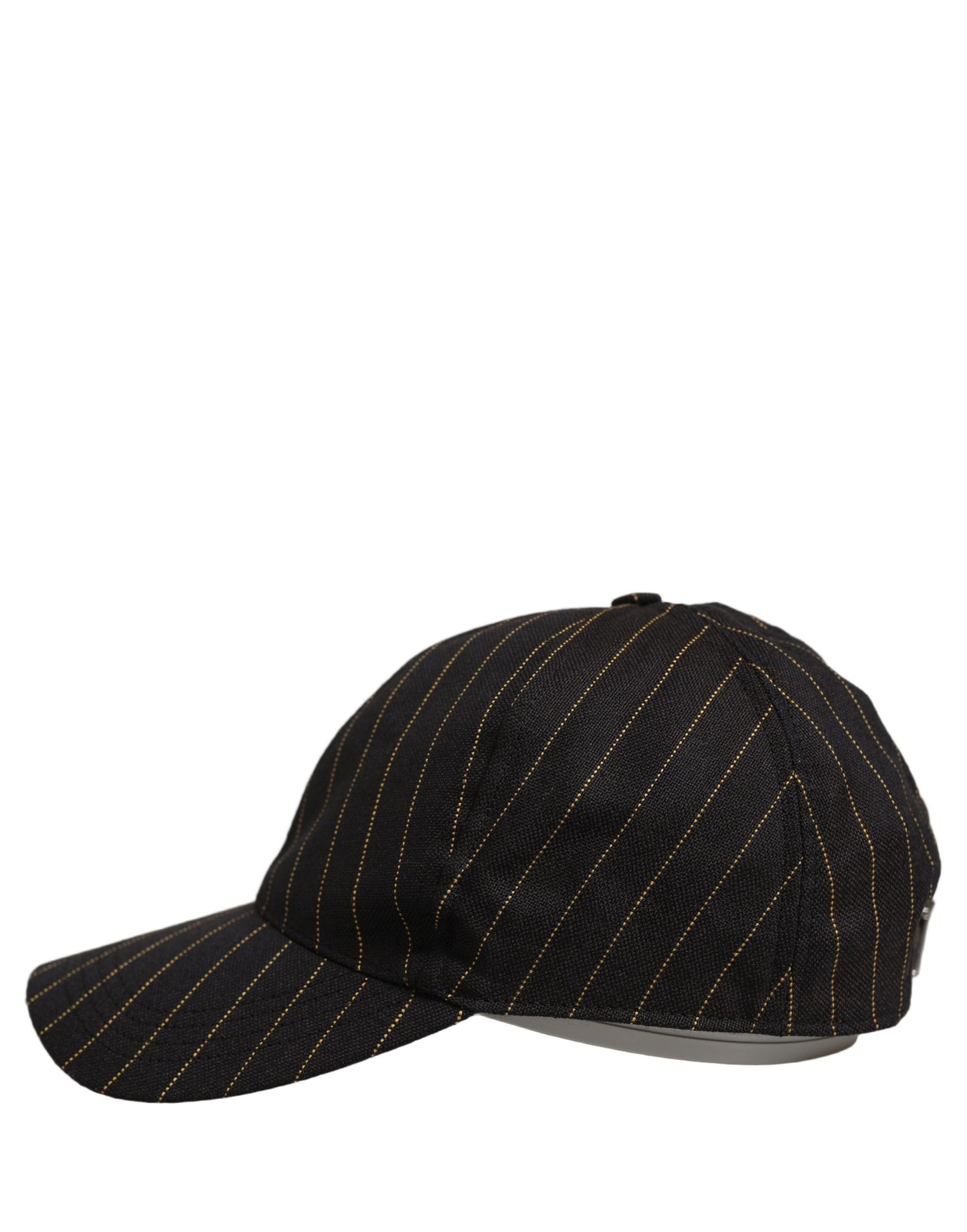 Black Gold Pinstriped Cotton Baseball Cap Hat