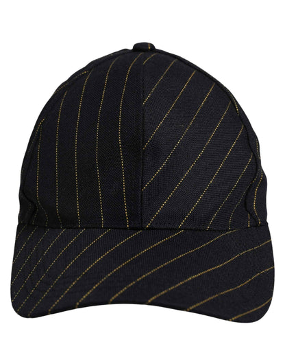 Black Gold Pinstriped Cotton Baseball Cap Hat