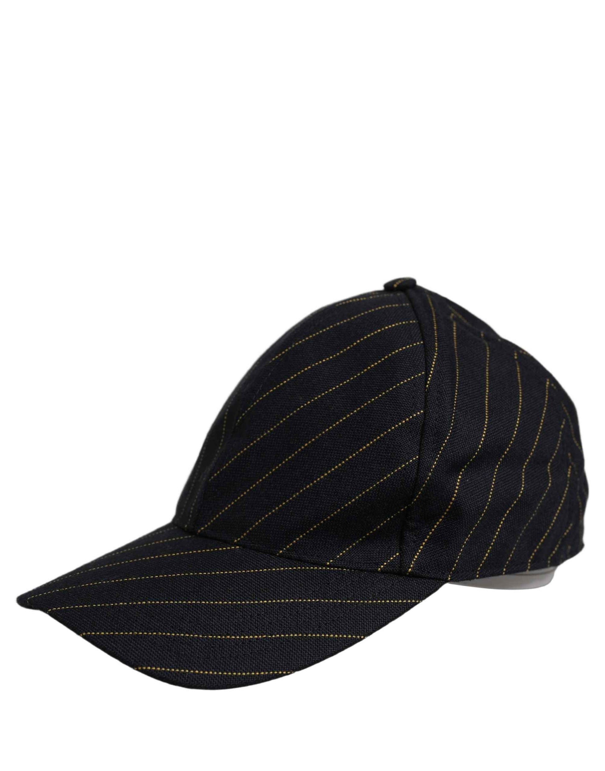 Black Gold Pinstriped Cotton Baseball Cap Hat