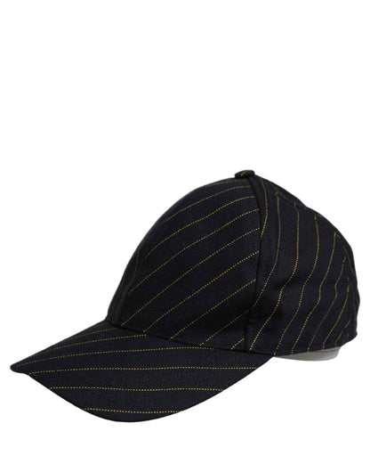 Black Gold Pinstriped Cotton Baseball Cap Hat