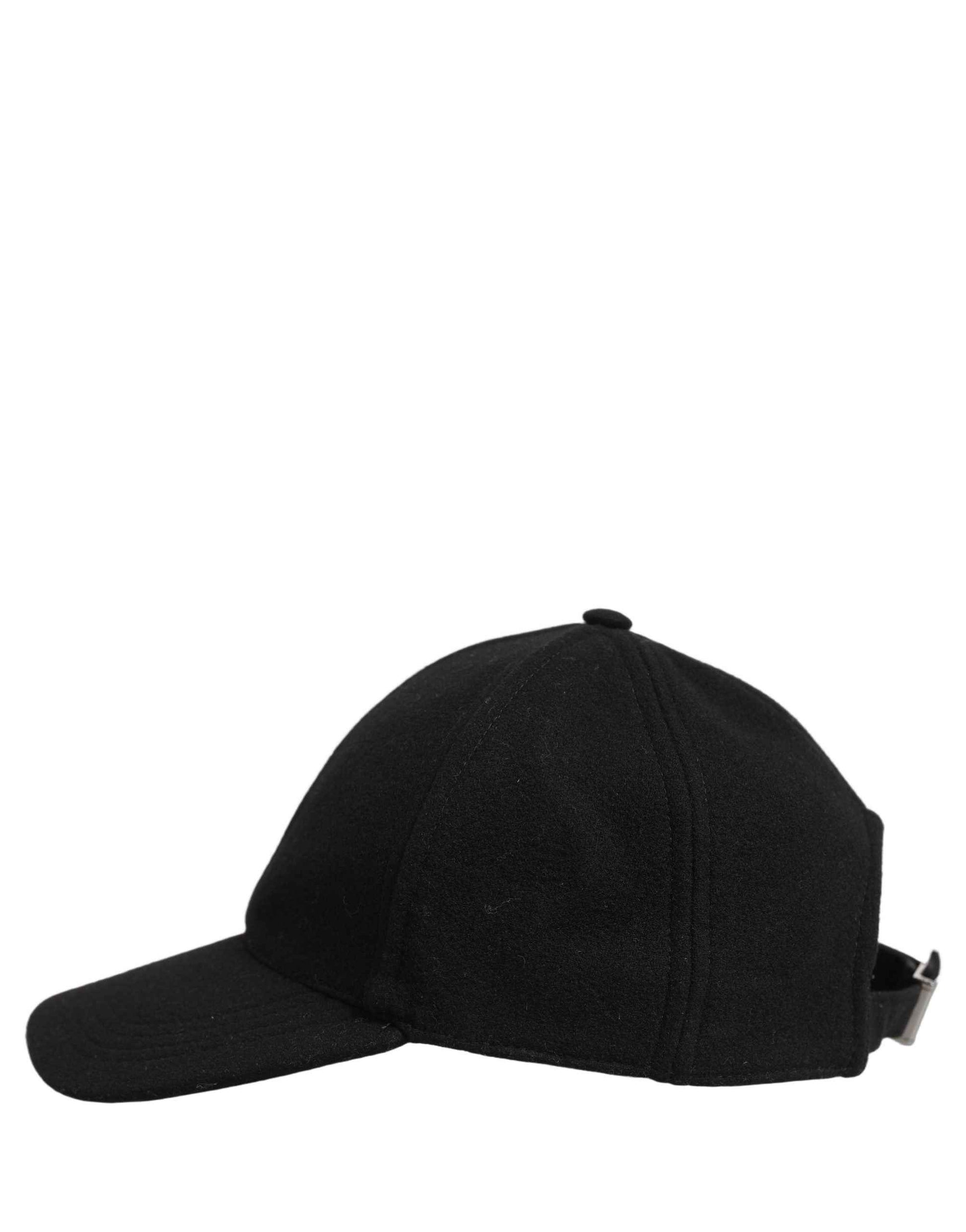 Men Black Wool Baseball Cap 6 Panels Hat