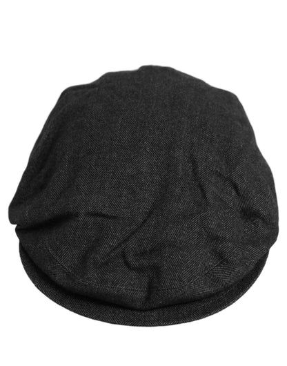Men Black Cotton Flat Cloth Newsboy Cap Hat