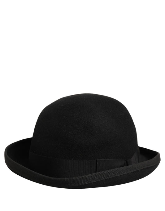 Men Black Rabbit Fur Felt Bowler Capello Hat