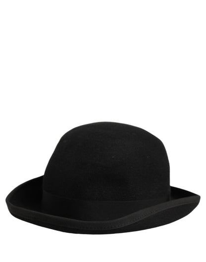 Men Black Rabbit Fur Felt Bowler Capello Hat