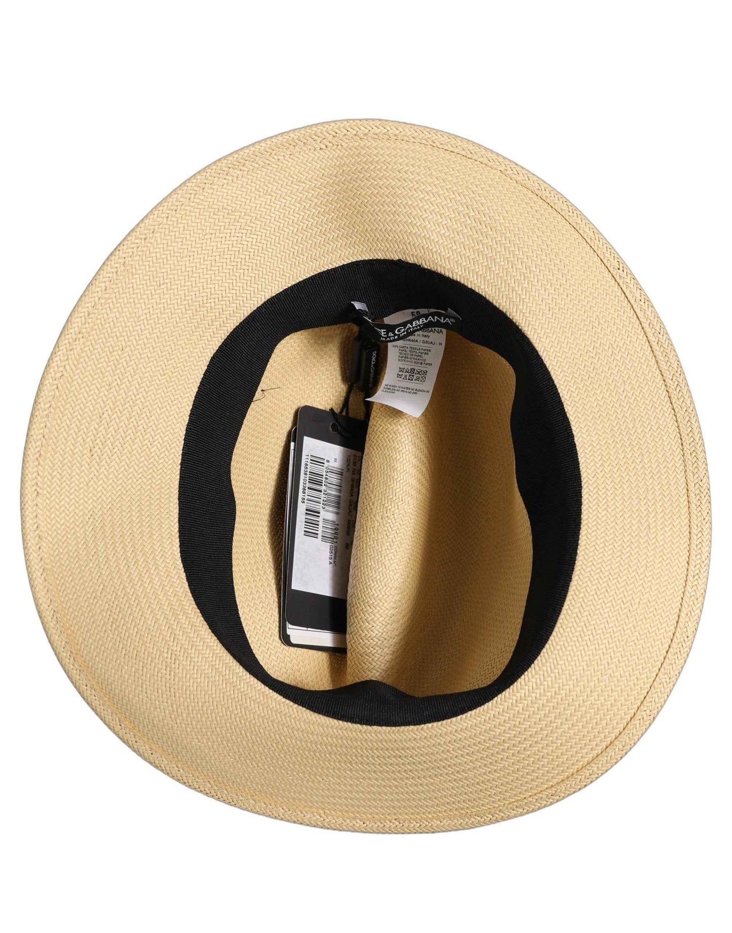 Men Beige Paper Straw Fedora Panama Capello Hat