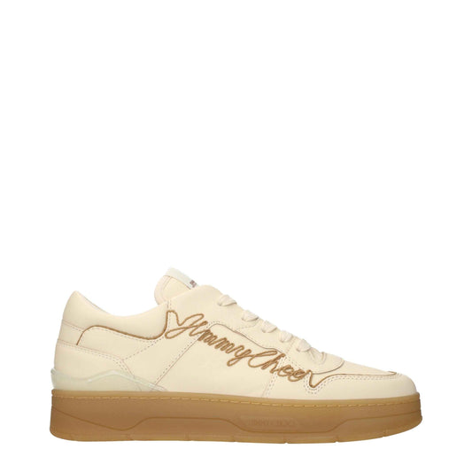 Beige Leather Low Top Sneakers