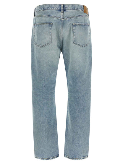 Blue Cotton Straight-Leg Jeans