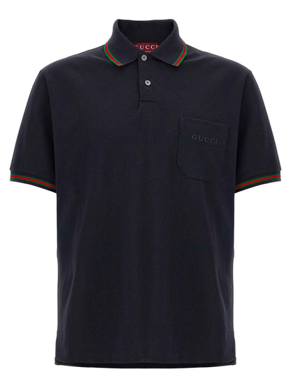 Blue Cotton Polo Shirt