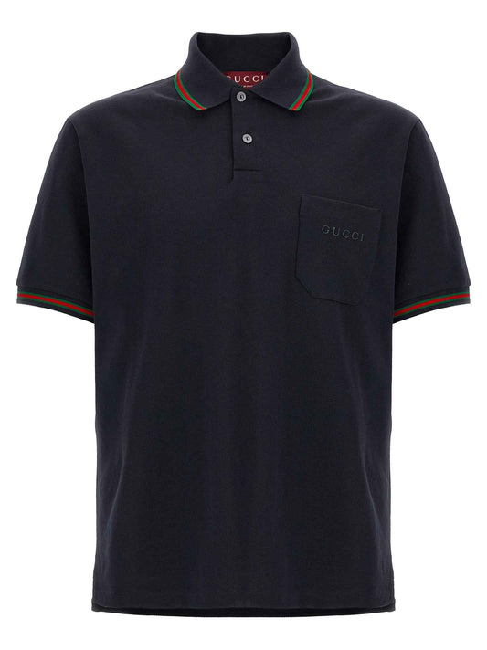 Blue Cotton Polo Shirt