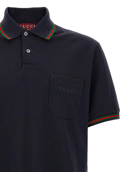 Blue Cotton Polo Shirt