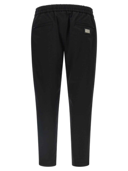 Black Cotton Casual Pants