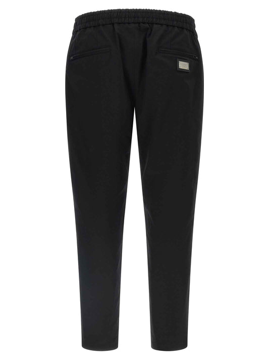 Black Cotton Casual Pants