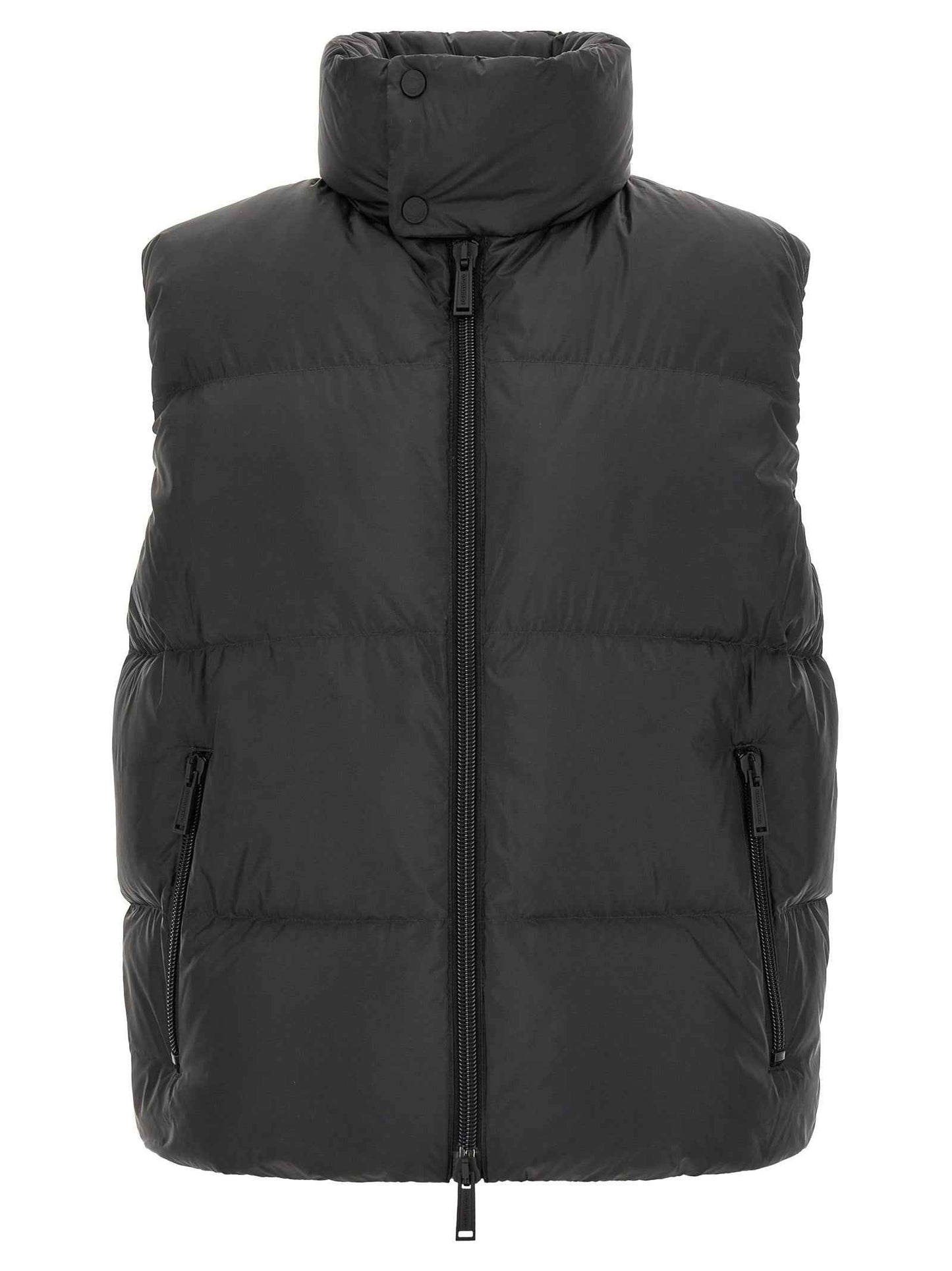 Black Polyester Sleeveless Jacket