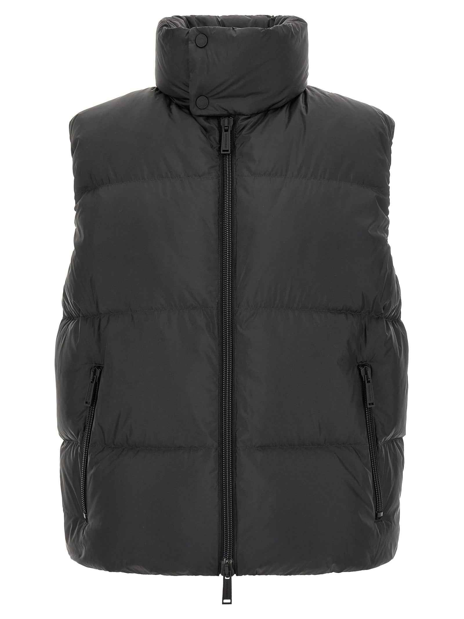 Black Polyester Sleeveless Jacket