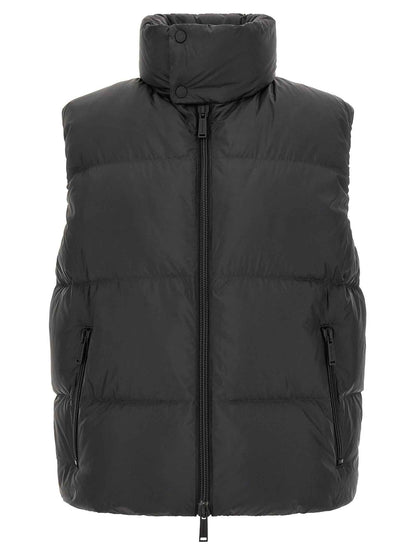 Black Polyester Sleeveless Jacket