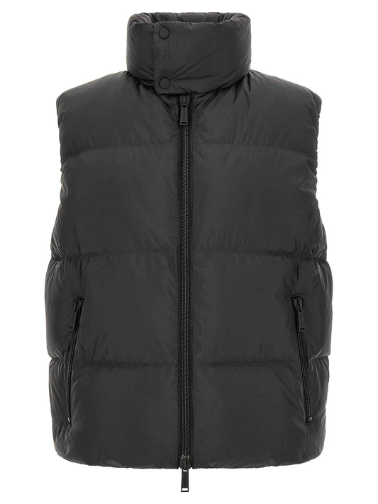 Black Polyester Sleeveless Jacket
