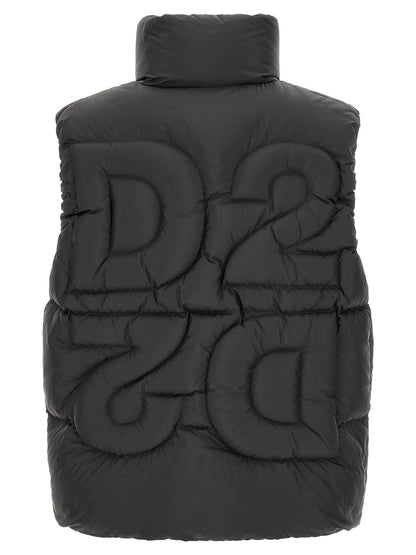 Black Polyester Sleeveless Jacket