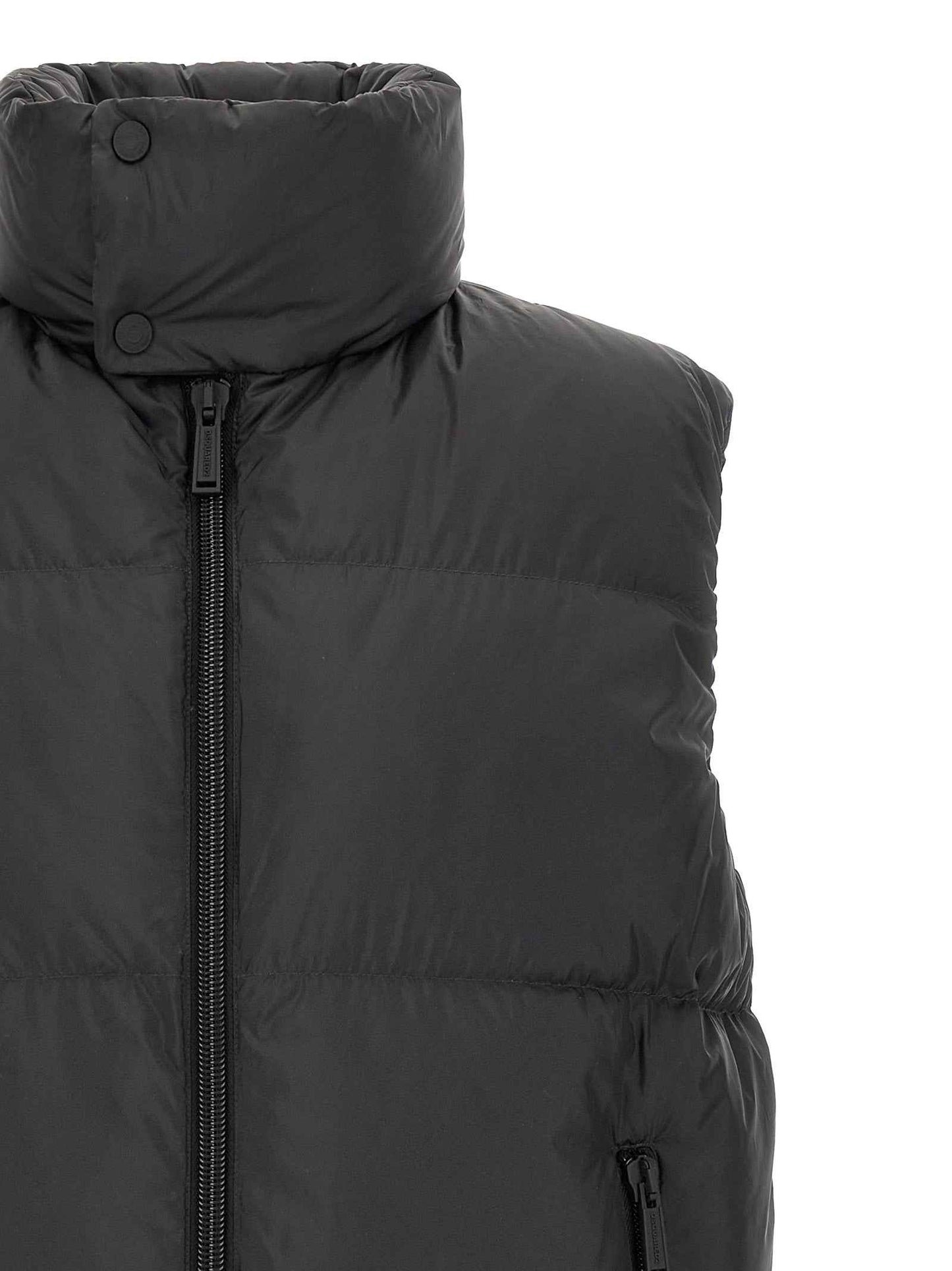 Black Polyester Sleeveless Jacket