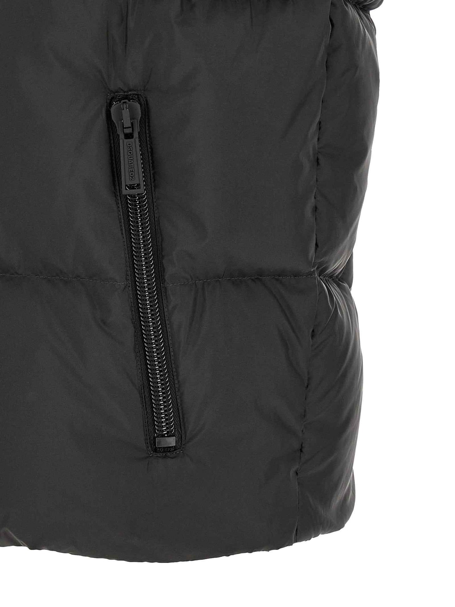 Black Polyester Sleeveless Jacket