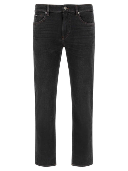 Black Cotton Straight-Leg Jeans