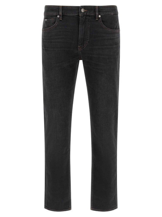 Black Cotton Straight-Leg Jeans