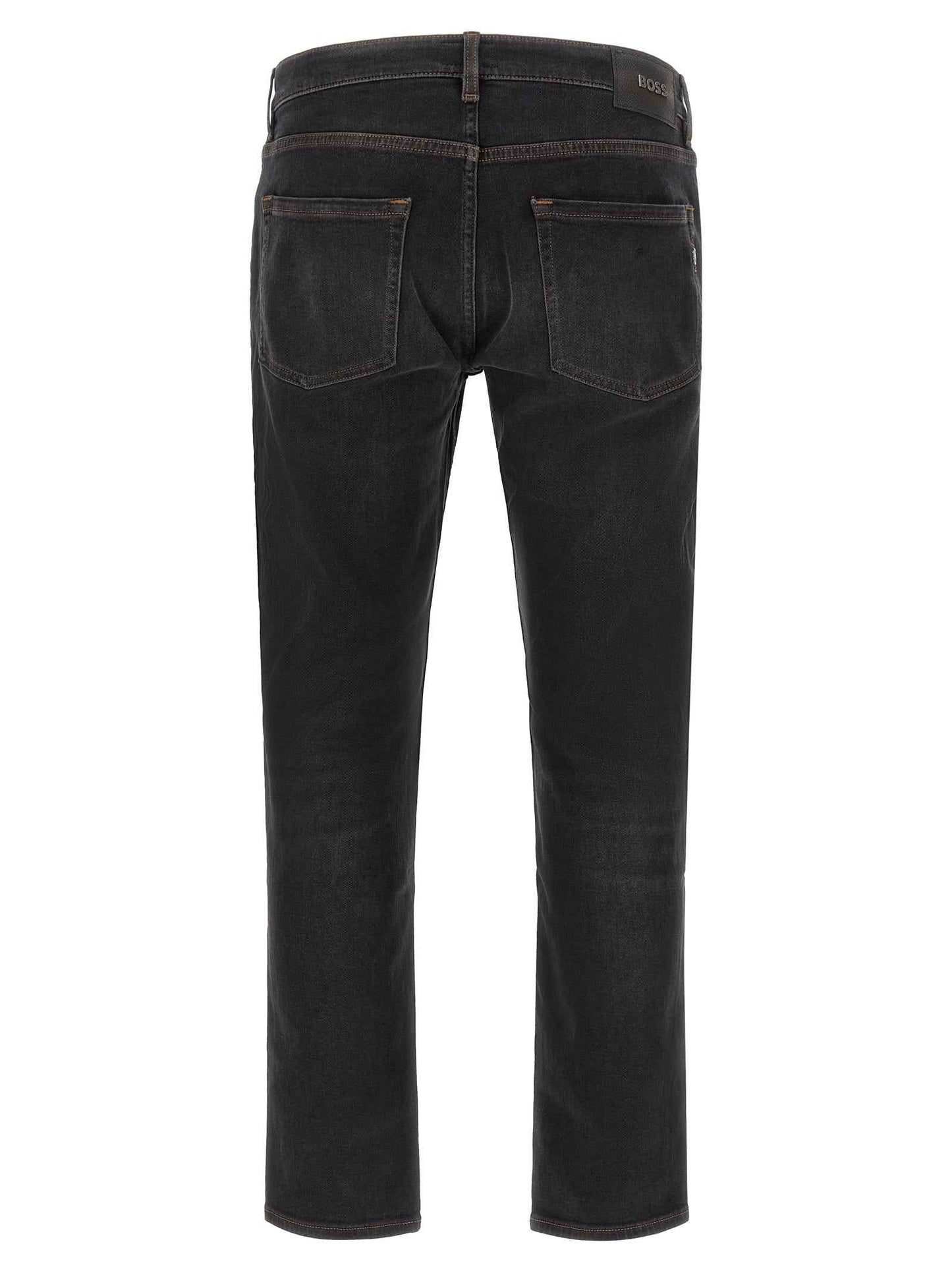 Black Cotton Straight-Leg Jeans