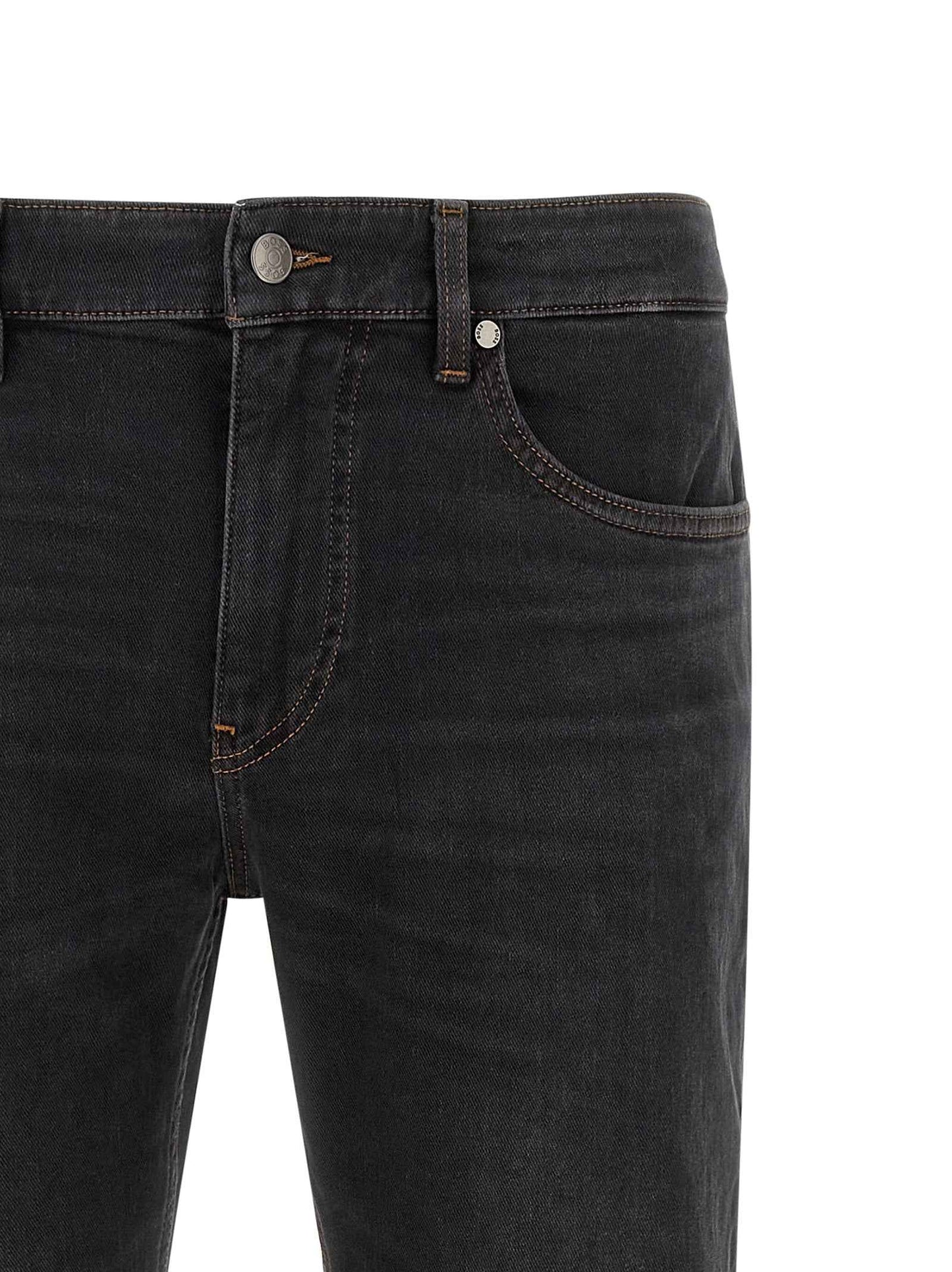 Black Cotton Straight-Leg Jeans