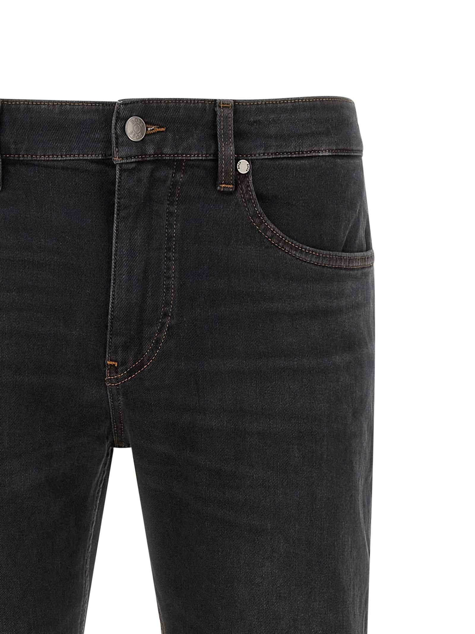Black Cotton Straight-Leg Jeans