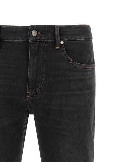 Black Cotton Straight-Leg Jeans
