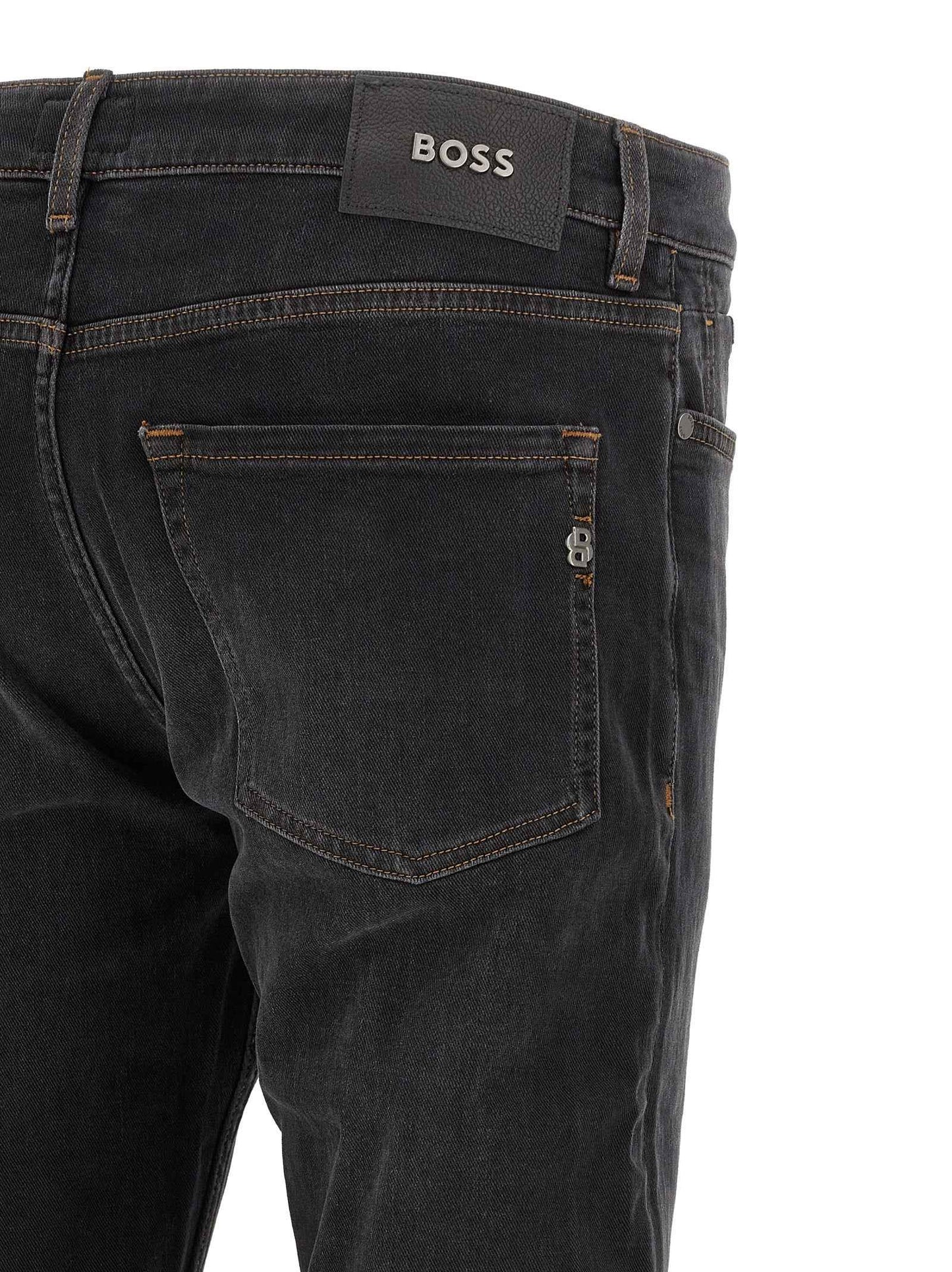 Black Cotton Straight-Leg Jeans