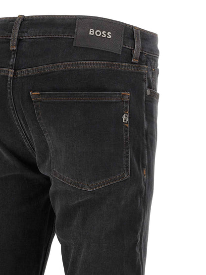 Black Cotton Straight-Leg Jeans