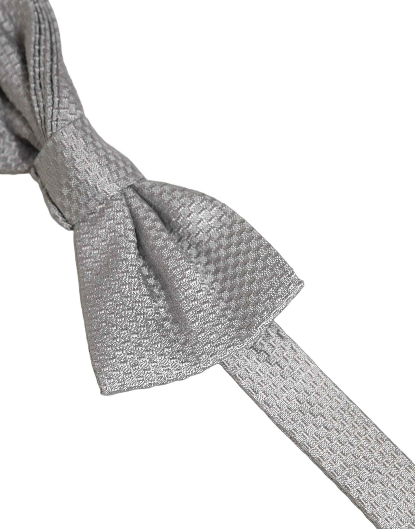 Men Gray 100% Silk Adjustable Neck Papillon Bow Tie
