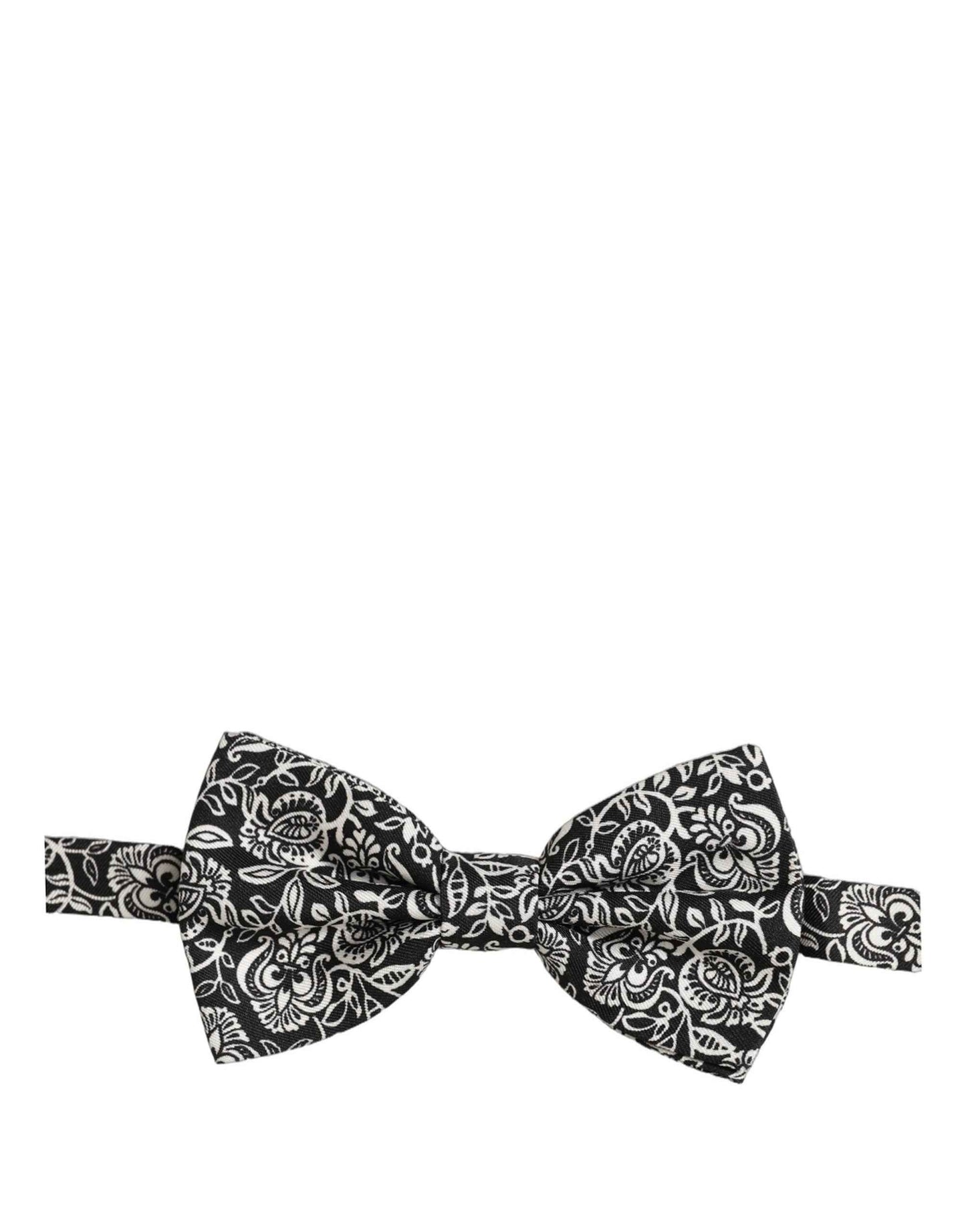 Tie Black White Paisley Silk Adjustable Neck Papillon Bow