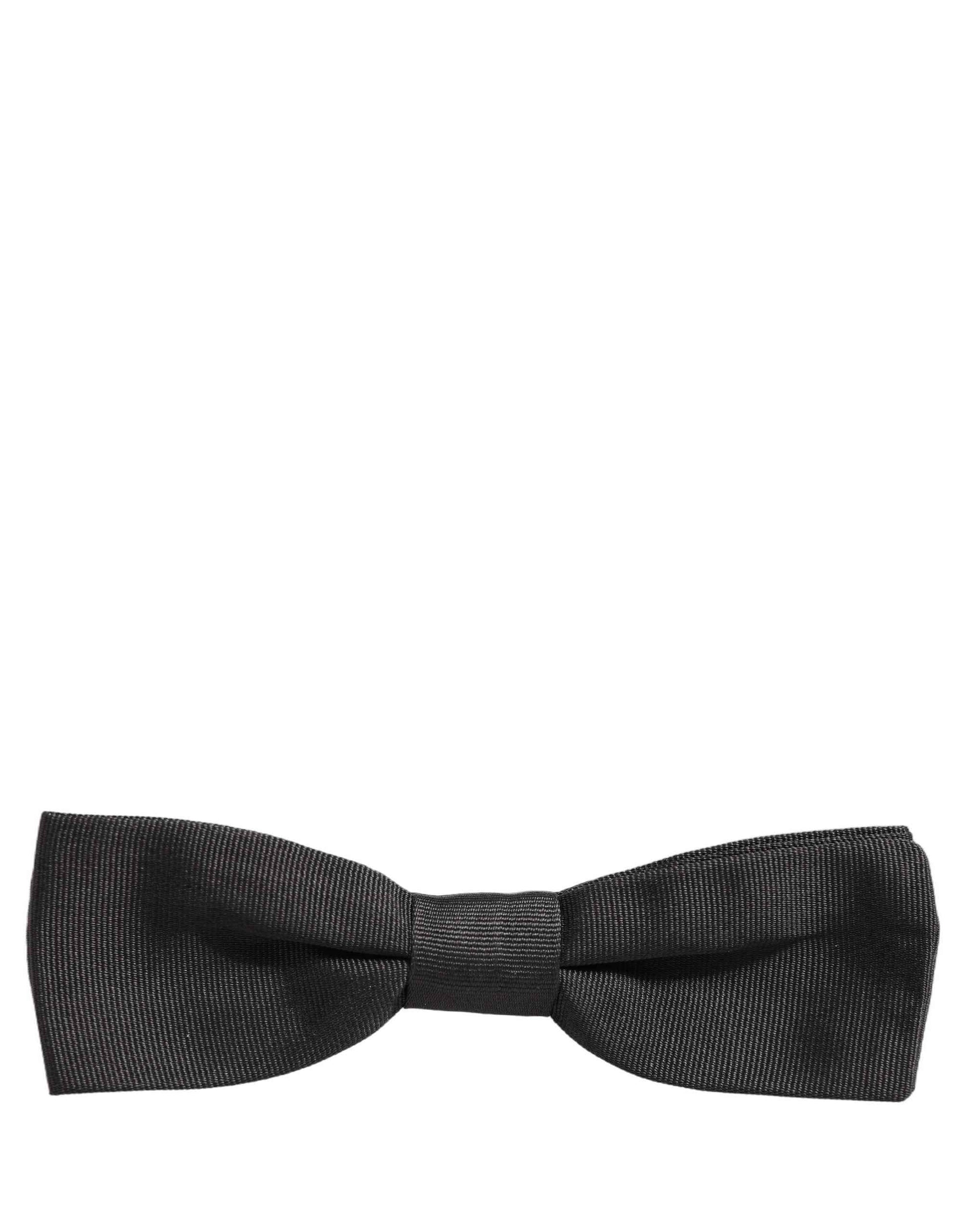 Men Black 100% Cotton Adjustable Neck Papillon Bow Tie