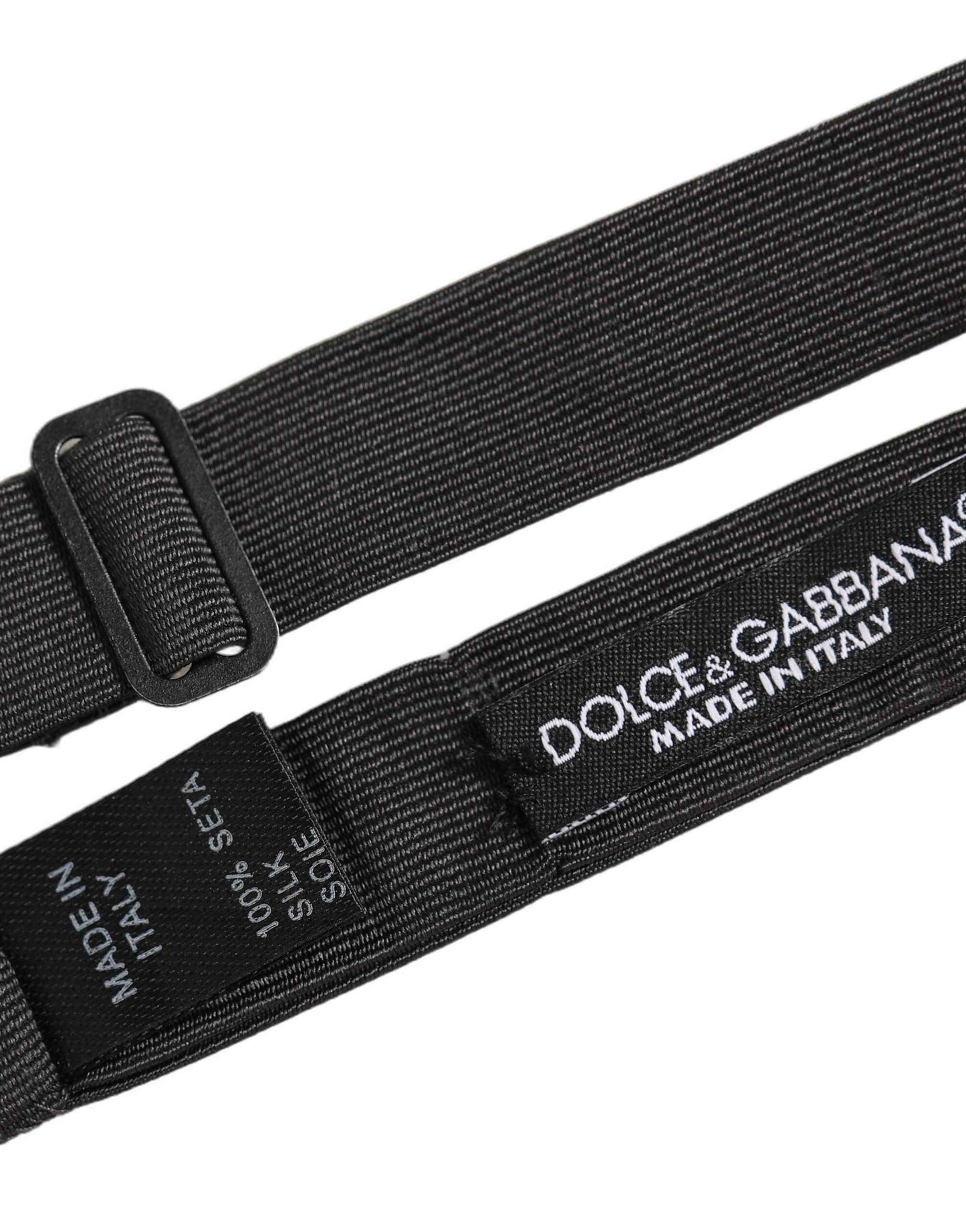 Men Black 100% Cotton Adjustable Neck Papillon Bow Tie