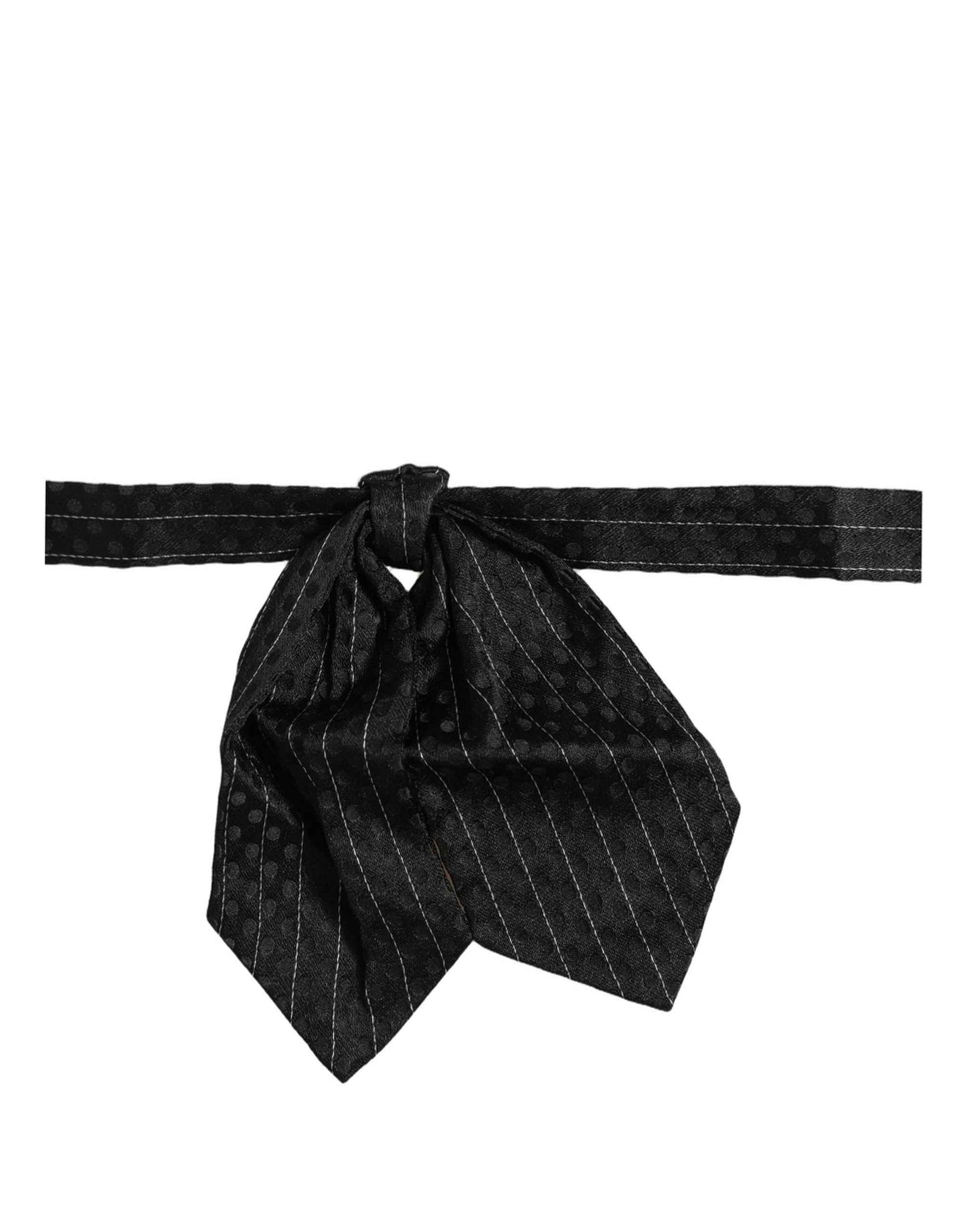 Men Black Pinstripe Silk Adjustable Neck Papillon Bow Tie