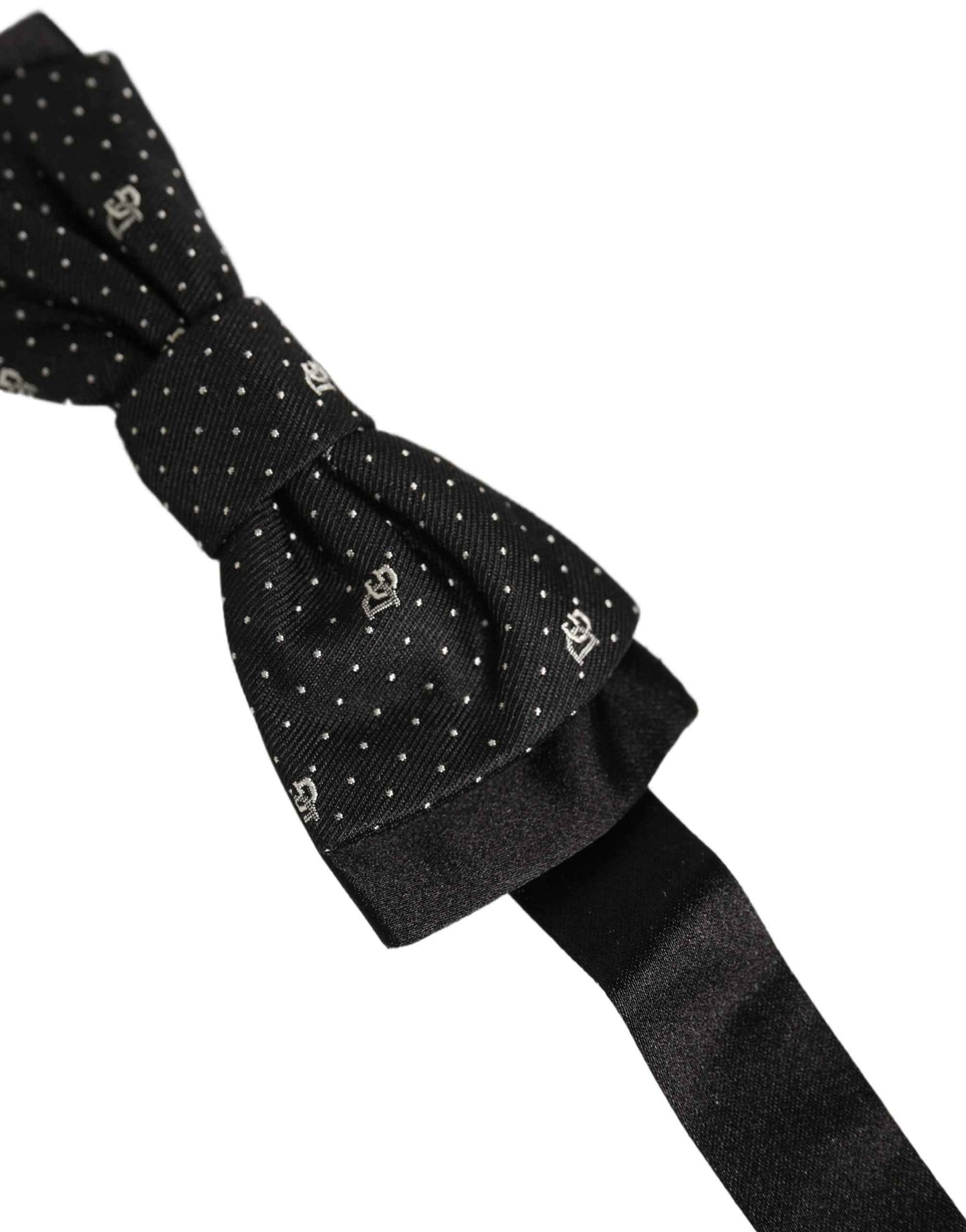 Men Black DG Polka Dot Adjustable Neck Papillon Bow Tie