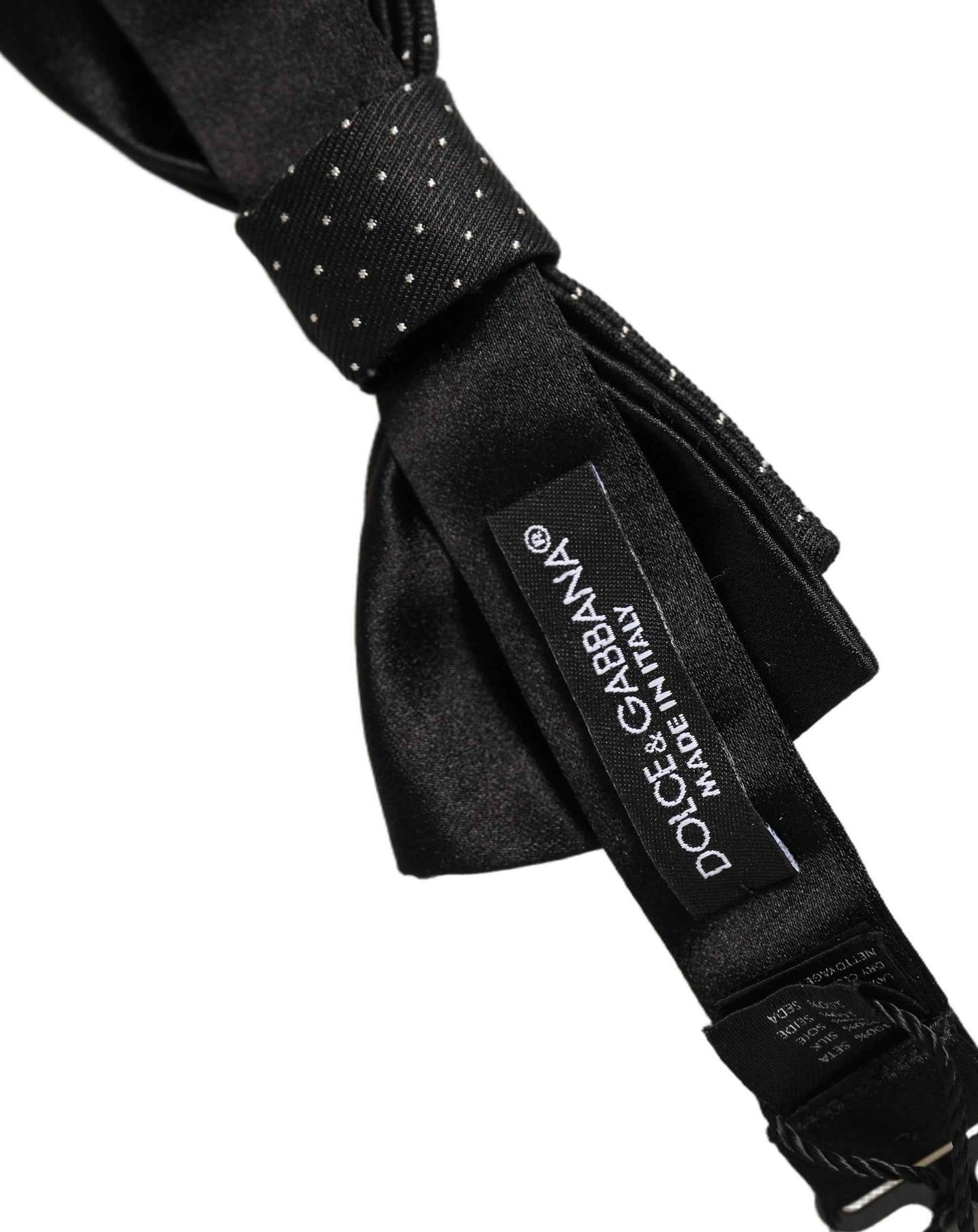 Men Black DG Polka Dot Adjustable Neck Papillon Bow Tie