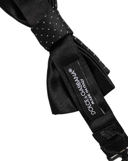 Men Black DG Polka Dot Adjustable Neck Papillon Bow Tie