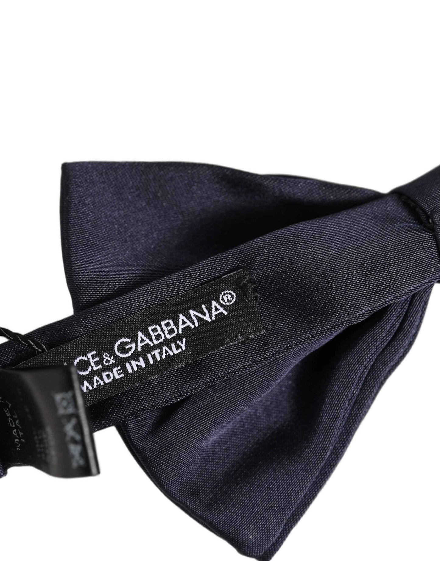 Men Dark Blue Silk Adjustable Neck Papillon Bow Tie