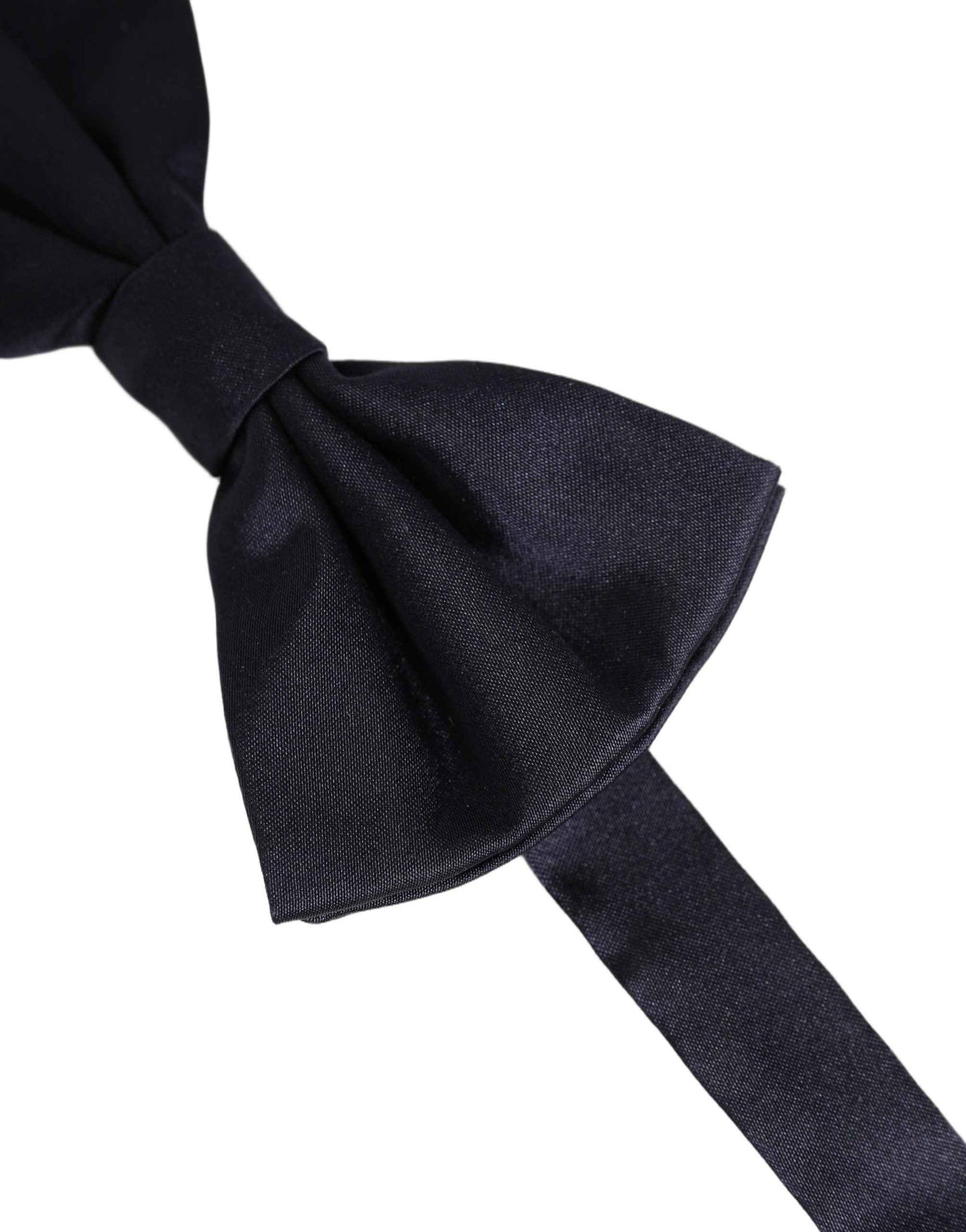 Men Dark Blue Silk Adjustable Neck Papillon Bow Tie