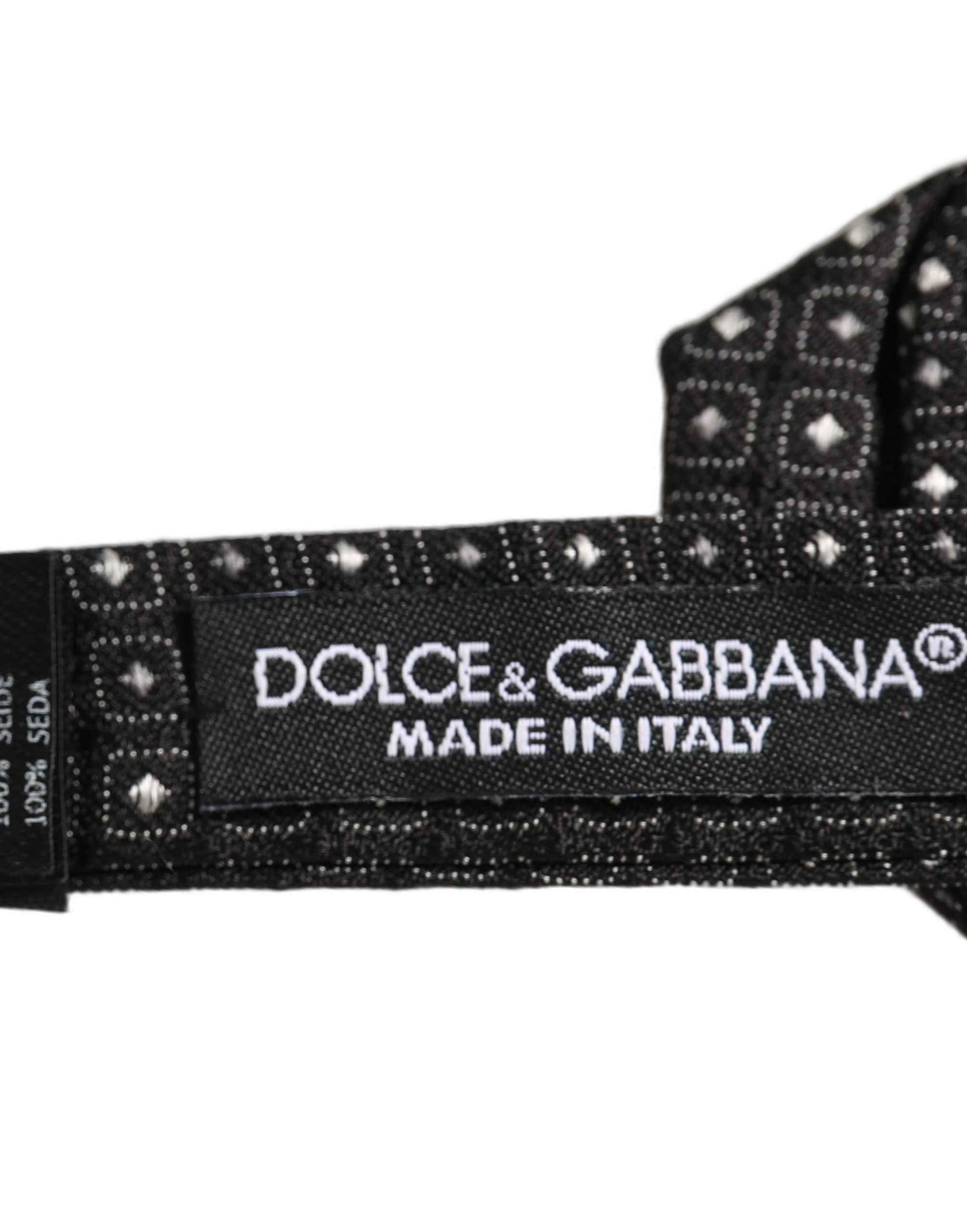 Men Black Polka Dot Silk Adjustable Neck Papillon Bow Tie