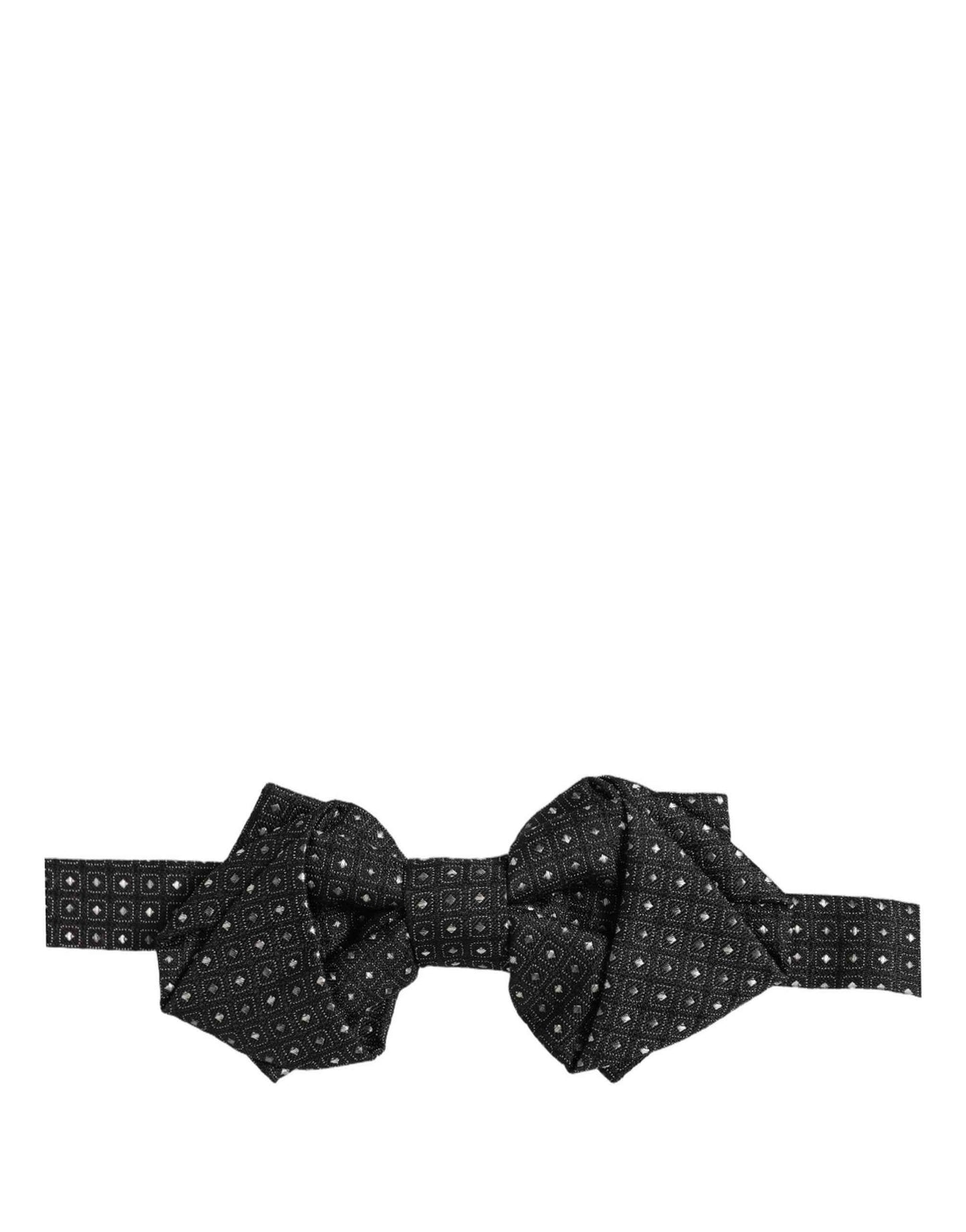 Men Black Polka Dot Silk Adjustable Neck Papillon Bow Tie