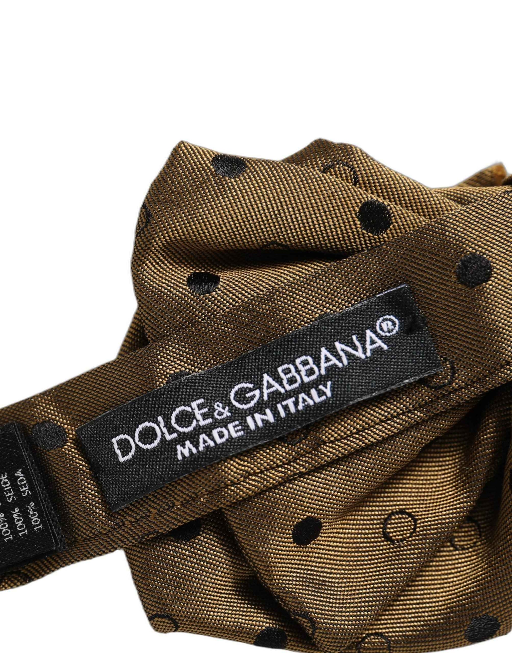 Men Brown Polka Dot Silk Adjustable Neck Papillon Bow Tie
