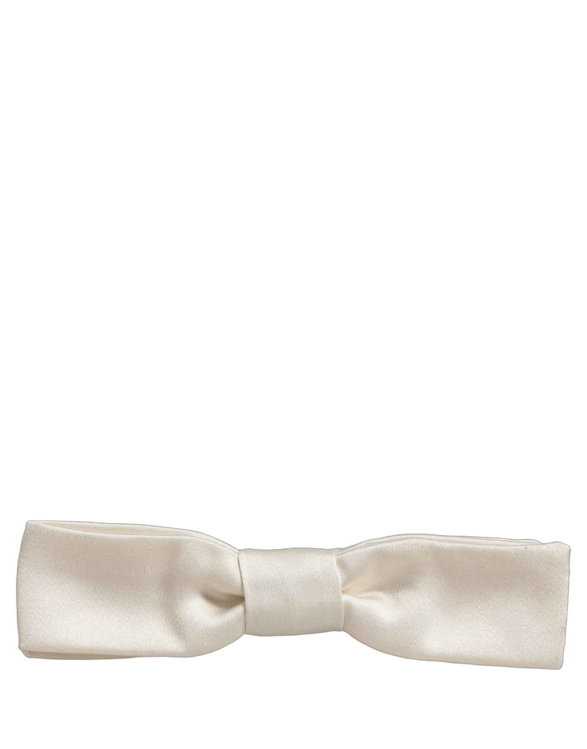 Men White 100% Silk Adjustable Neck Papillon Bow Tie