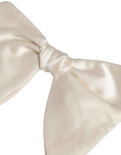 Men White 100% Silk Adjustable Neck Papillon Bow Tie