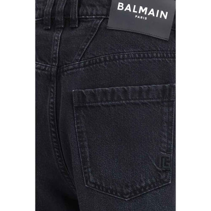 Black Cotton Straight-Leg Jeans